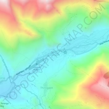 Jomsom topographic map, elevation, terrain