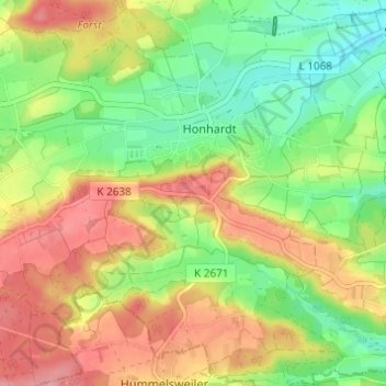 Sandhof topographic map, elevation, terrain