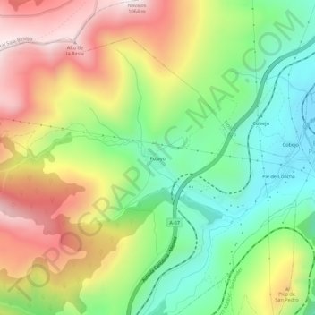 Pujayo topographic map, elevation, terrain