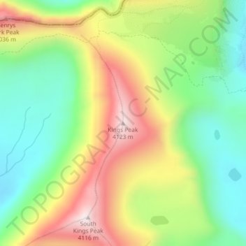 Kings Peak topographic map, elevation, terrain