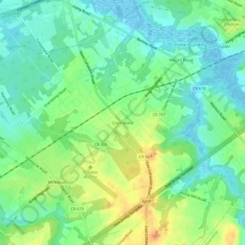 Clarksboro topographic map, elevation, terrain