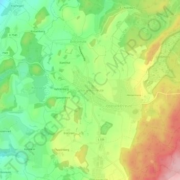 Unterankenreute topographic map, elevation, terrain