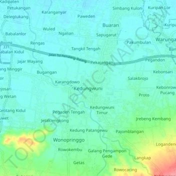 Kedungwuni topographic map, elevation, terrain