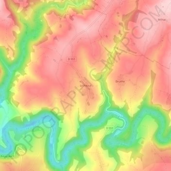 Le Piboul topographic map, elevation, terrain