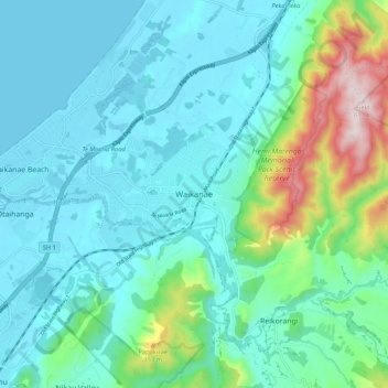 Waikanae topographic map, elevation, terrain