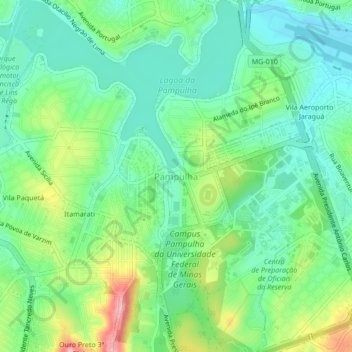 Pampulha topographic map, elevation, terrain