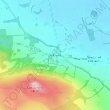 Falkland topographic map, elevation, terrain