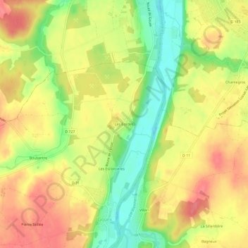 Les Bordes topographic map, elevation, terrain