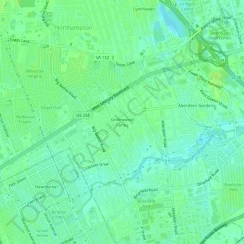 Greenwood Farms topographic map, elevation, terrain