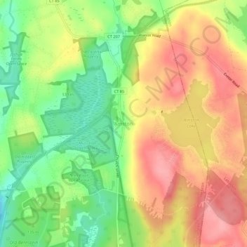 Amston topographic map, elevation, terrain