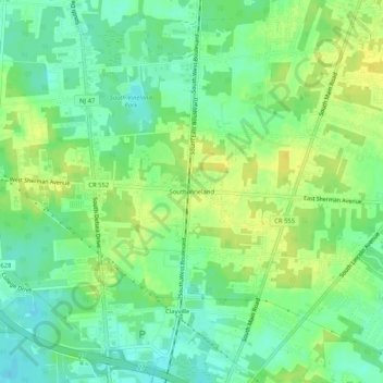 South Vineland topographic map, elevation, terrain