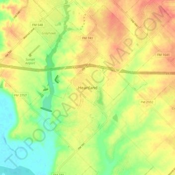 Heartland topographic map, elevation, terrain
