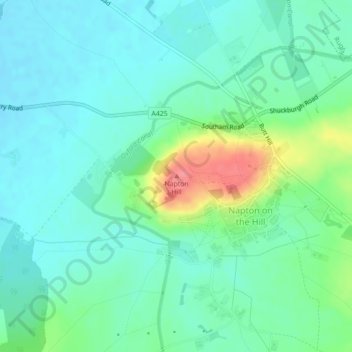 Napton Hill topographic map, elevation, terrain