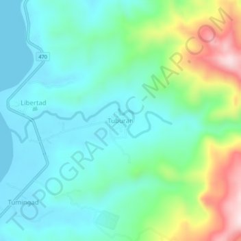 Tuburan topographic map, elevation, terrain