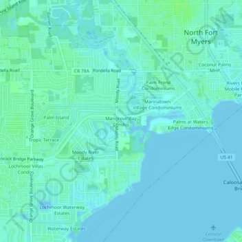 Mangrove Bay Condos topographic map, elevation, terrain