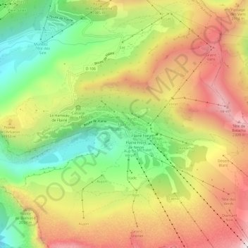 Flaine topographic map, elevation, terrain