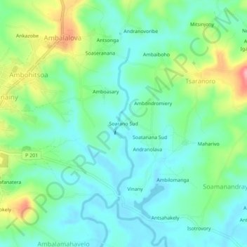 Soarano Sud topographic map, elevation, terrain