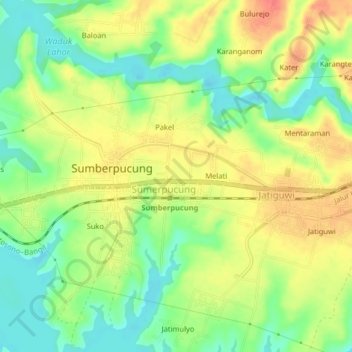 Krajan topographic map, elevation, terrain