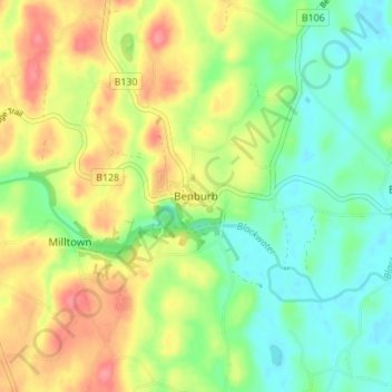 Benburb topographic map, elevation, terrain