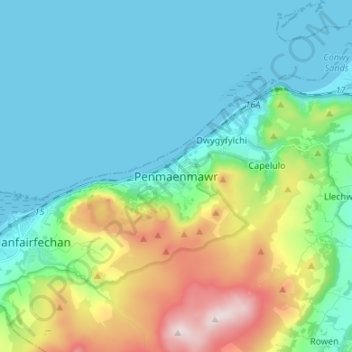 Penmaenmawr topographic map, elevation, terrain
