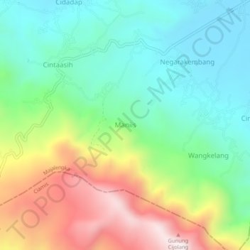 Maniis topographic map, elevation, terrain