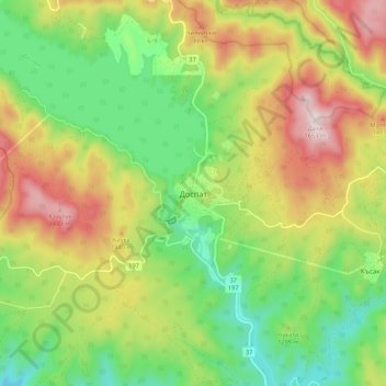 Dospat topographic map, elevation, terrain