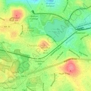 Chestnut Hill topographic map, elevation, terrain