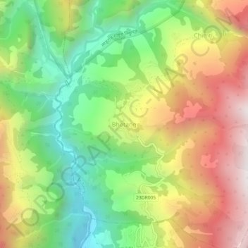 Bhotang topographic map, elevation, terrain