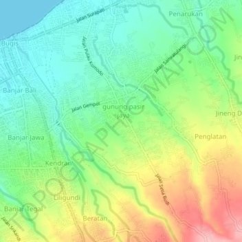 Banyuning topographic map, elevation, terrain