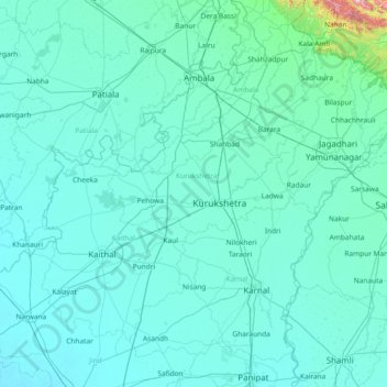 Kurukshetra topographic map, elevation, terrain