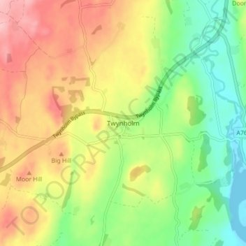 Twynholm topographic map, elevation, terrain