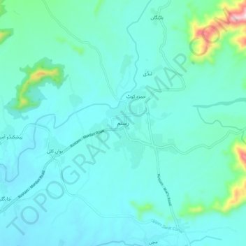 Rustam topographic map, elevation, terrain