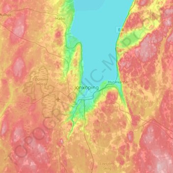Jönköping topographic map, elevation, terrain