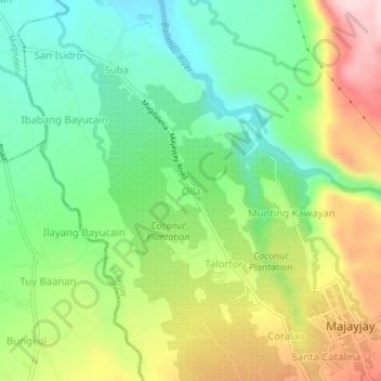 Olla topographic map, elevation, terrain