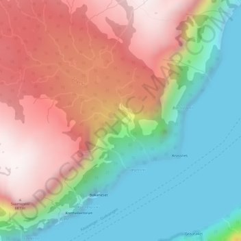Lægdafossen topographic map, elevation, terrain
