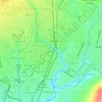 Sukoharjo topographic map, elevation, terrain