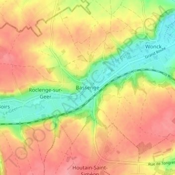 Bassenge topographic map, elevation, terrain