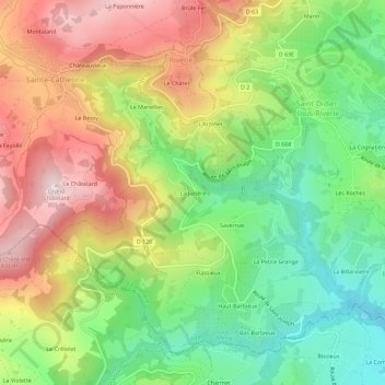 La Jurière topographic map, elevation, terrain