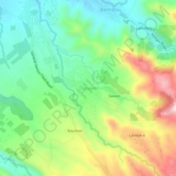 Desawo topographic map, elevation, terrain