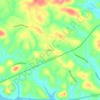 Madison topographic map, elevation, terrain
