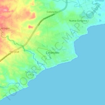 Coronado topographic map, elevation, terrain