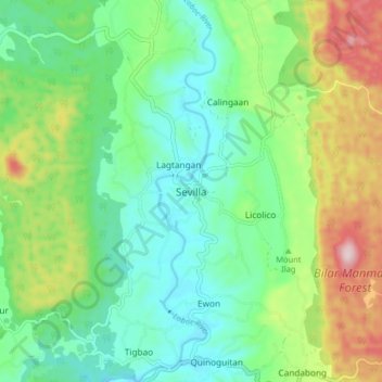Sevilla topographic map, elevation, terrain