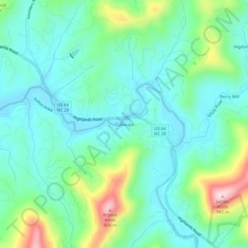 Cullasaja topographic map, elevation, terrain