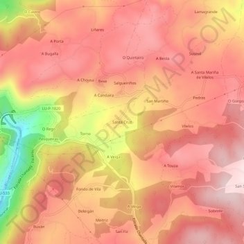 Santa Cruz topographic map, elevation, terrain