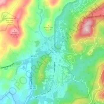 Linville topographic map, elevation, terrain
