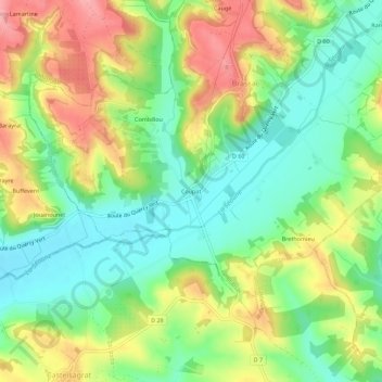 Coupat topographic map, elevation, terrain