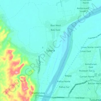 Solana topographic map, elevation, terrain