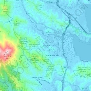 Larkspur topographic map, elevation, terrain