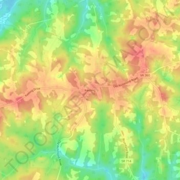 Keeling topographic map, elevation, terrain