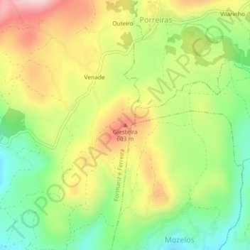 Giesteira topographic map, elevation, terrain